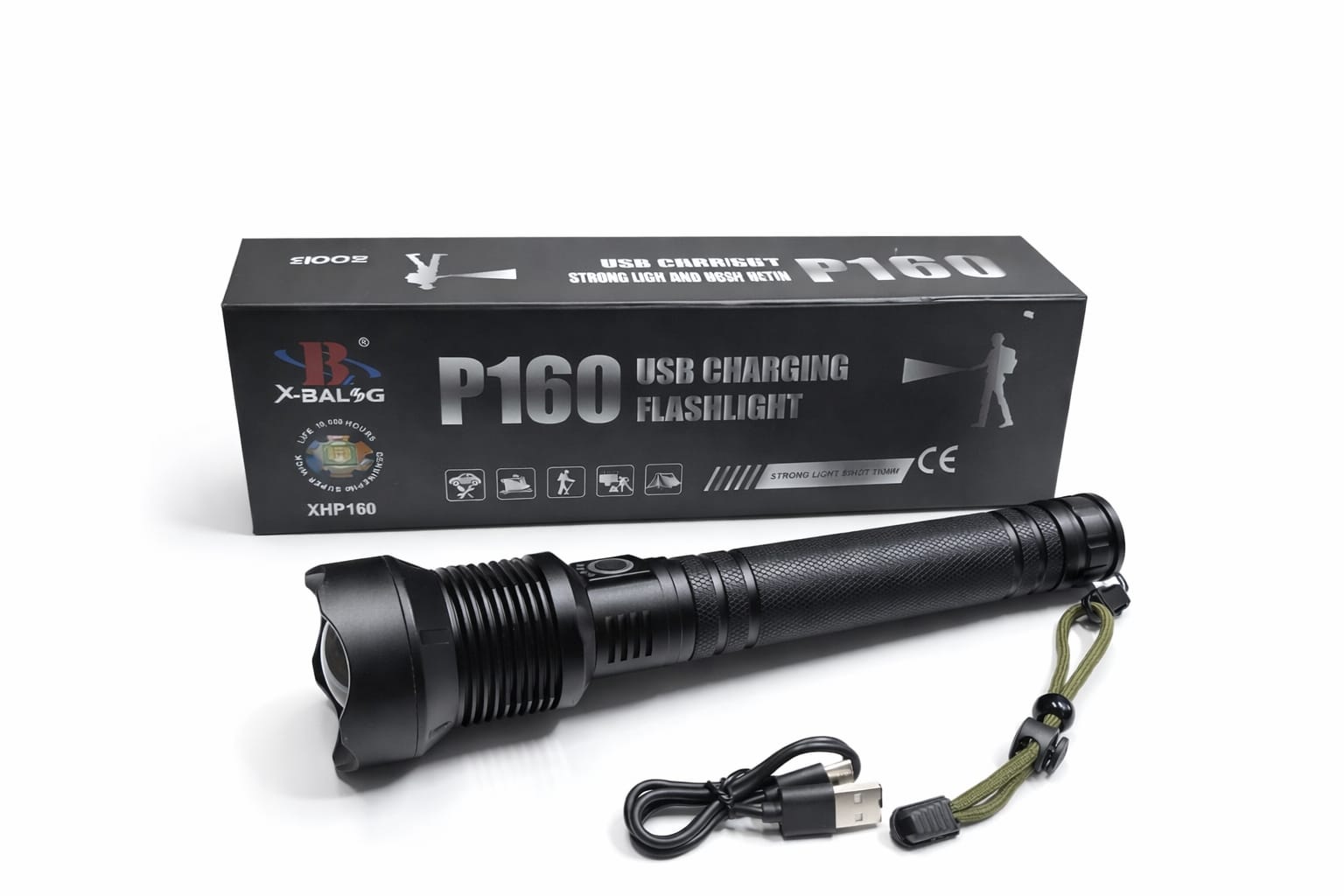 USB-Lade-Taschenlampe P160 mit Ladekabel